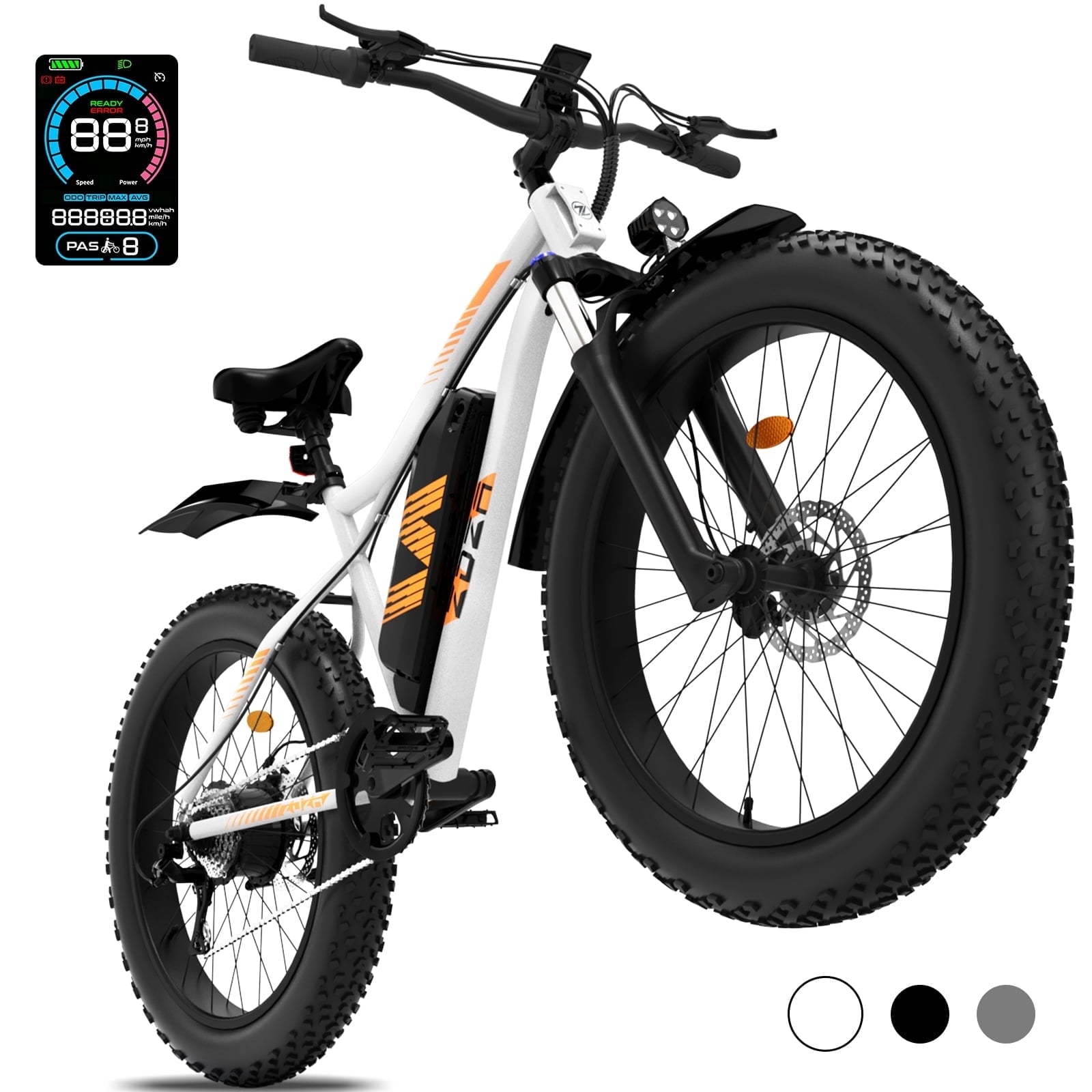 ZDZA Electric Bike for Adults, Peak 1500W Motor E-Mountain Bicycle, 26 Fat Tire 28mph Ebike, 48V 15Ah Removable, Dual Suspension with Shelf UL2849, Black