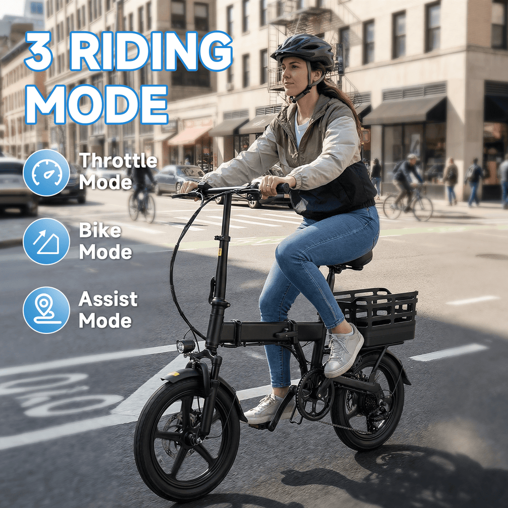 SHCNTEKU 14IN Folding Ebike for Adults Teens,500W Motor up to 20 mph Range 30 mile with 36V 12Ah Removable Battery Electric bicycle,UL 2849
